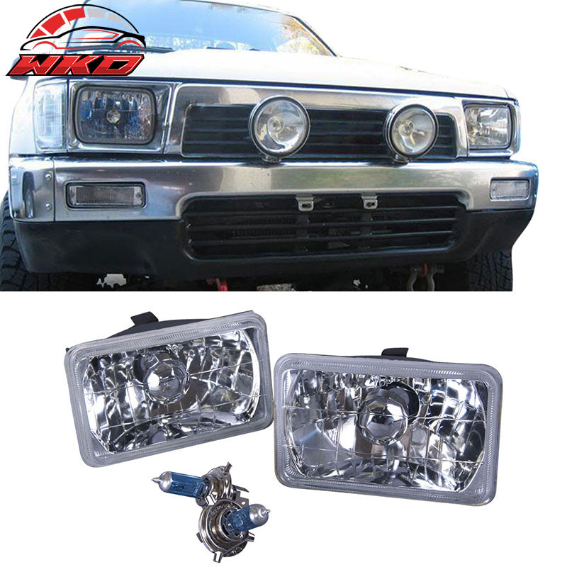 Fits 83-89 Lincoln Town Car 4x6 Inch H4 Sealed Beam Diamond Headlights Crystal