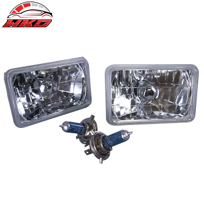 Fits 83-89 Lincoln Town Car 4x6 Inch H4 Sealed Beam Diamond Headlights Crystal