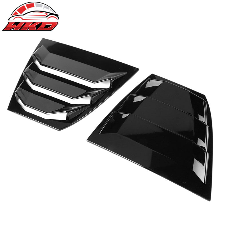 Fits 14-18 Mazda 3 Rear Window Louvers Quarter Scoop Cover Vent Gloss Black -ABS