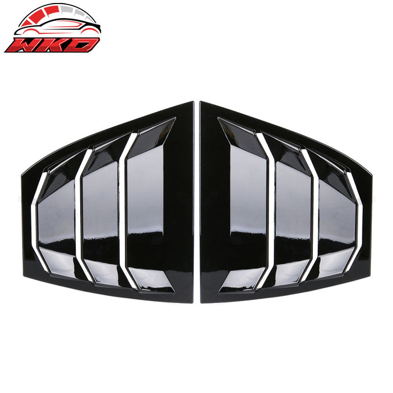 Fits 14-18 Mazda 3 Rear Window Louvers Quarter Scoop Cover Vent Gloss Black -ABS