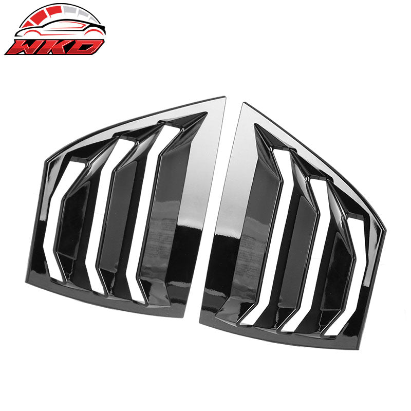 Fits 14-18 Mazda 3 Rear Window Louvers Quarter Scoop Cover Vent Gloss Black -ABS