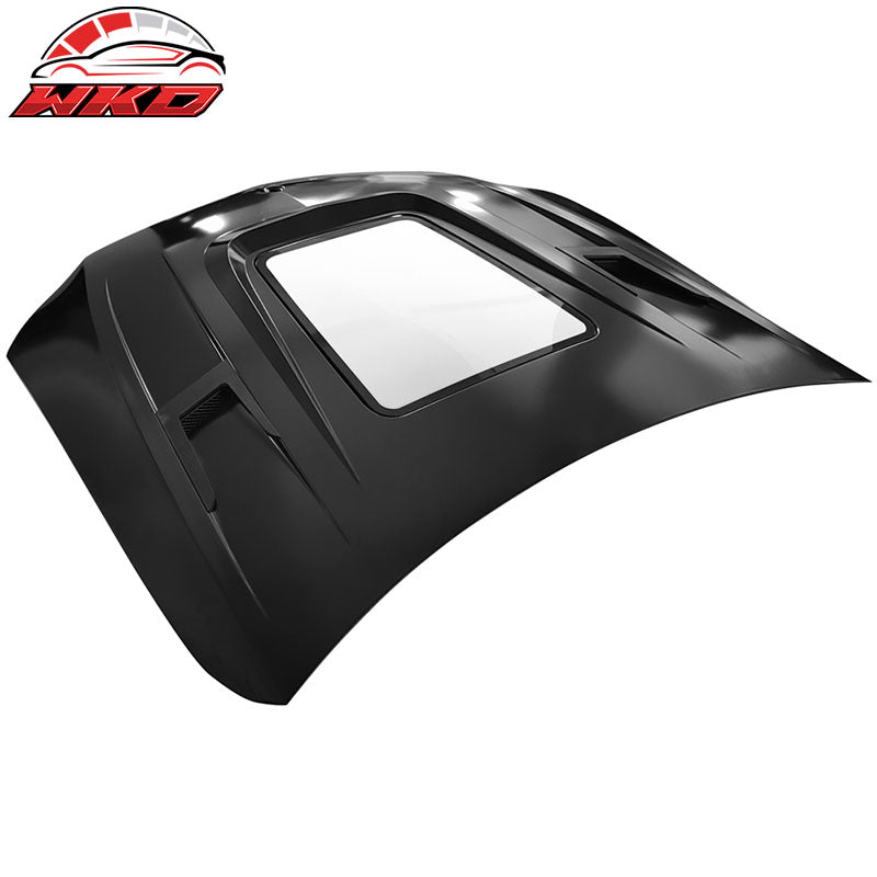 Fits 15-20 Mercedes W205 C Class V1 Style Transparent Vented Hood -Iron + Glass