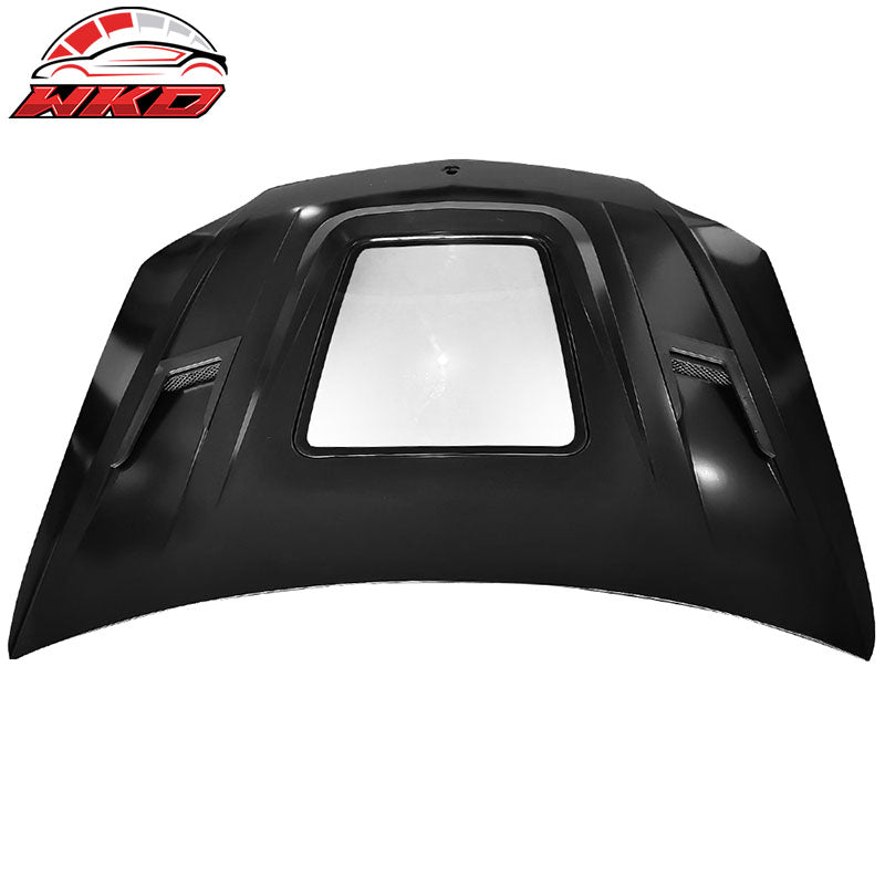 Fits 15-20 Mercedes W205 C Class V1 Style Transparent Vented Hood -Iron + Glass