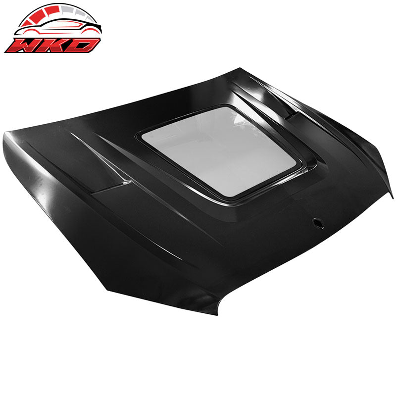 Fits 15-20 Mercedes W205 C Class V1 Style Transparent Vented Hood -Iron + Glass