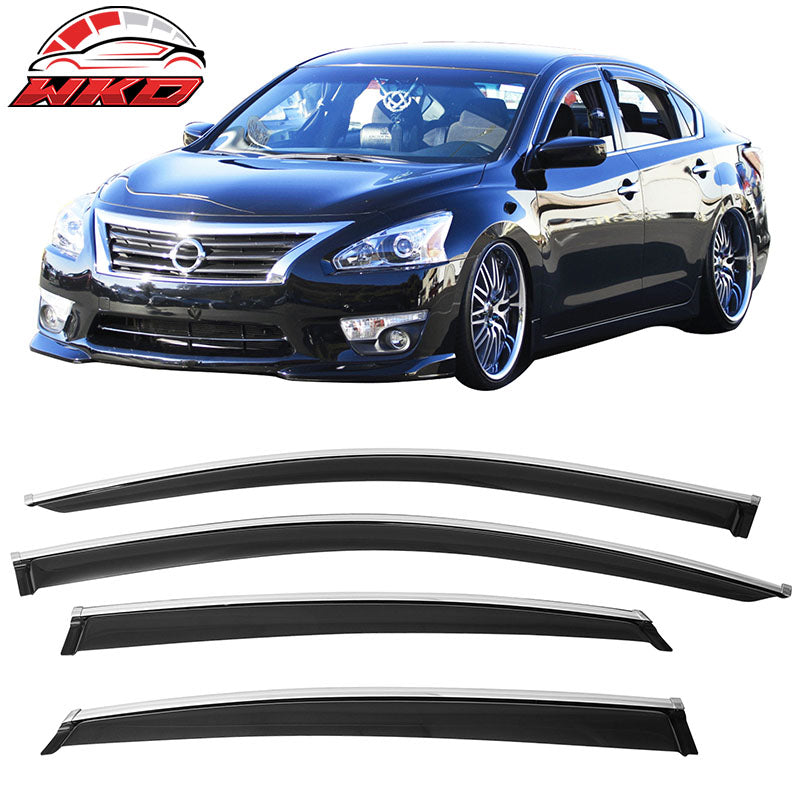 Wholesale 13-18 Nissan Altima L33 Window Visors Acrylic Rain Guard Vent W/Chrome Trim - Wikond Auto