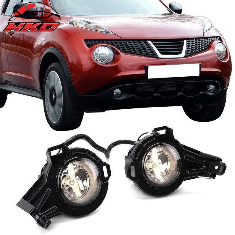 Fits 11-14 Nissan Juke OE Style Clear Glass Lens Projector Foglights Kit Black