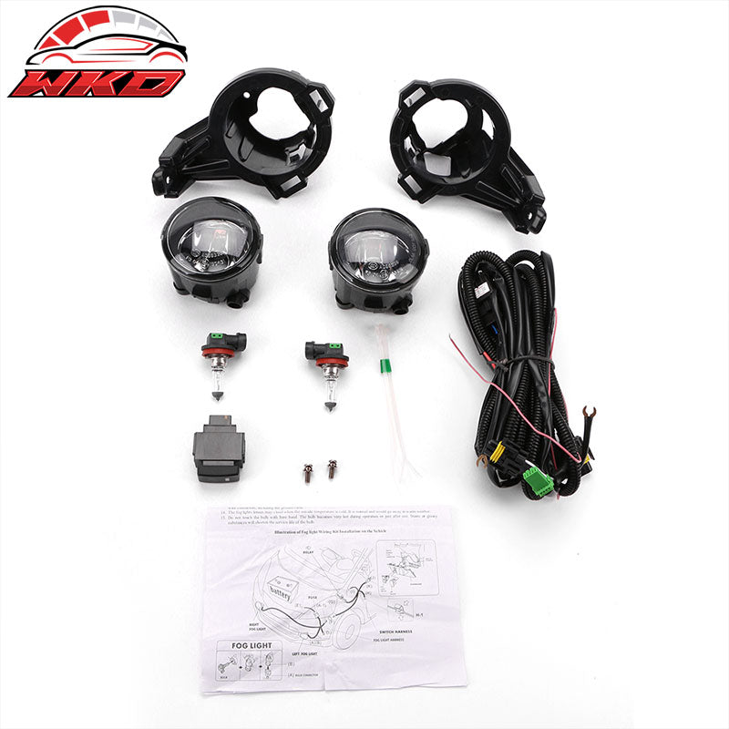 Fits 11-14 Nissan Juke OE Style Clear Glass Lens Projector Foglights Kit Black