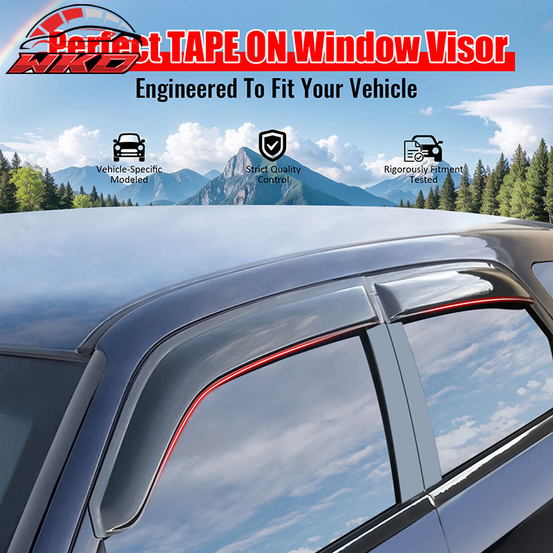 Fits 21-26 Nissan Rogue Window Visors Vent Rain Sun Guards Deflectors Tape-On