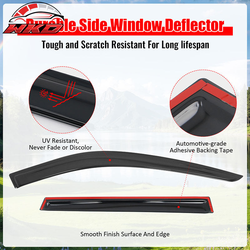 Fits 21-26 Nissan Rogue Window Visors Vent Rain Sun Guards Deflectors Tape-On