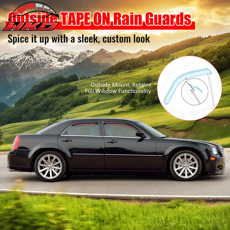Fits 21-26 Nissan Rogue Window Visors Vent Rain Sun Guards Deflectors Tape-On