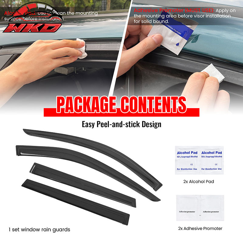 Fits 21-26 Nissan Rogue Window Visors Vent Rain Sun Guards Deflectors Tape-On