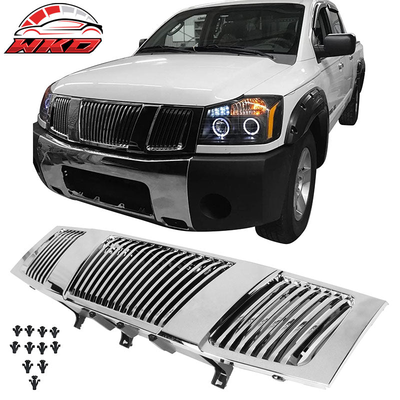 Fits 04-07 Nissan Titan Armada Chrome Vertical Hood Grille