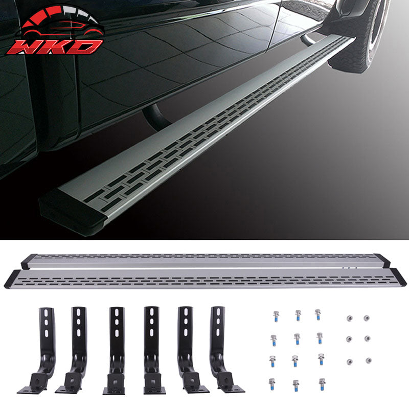 Fits 04-14 Nissan Titan Crew Cab Gray Running Board Step Bar + Bracket