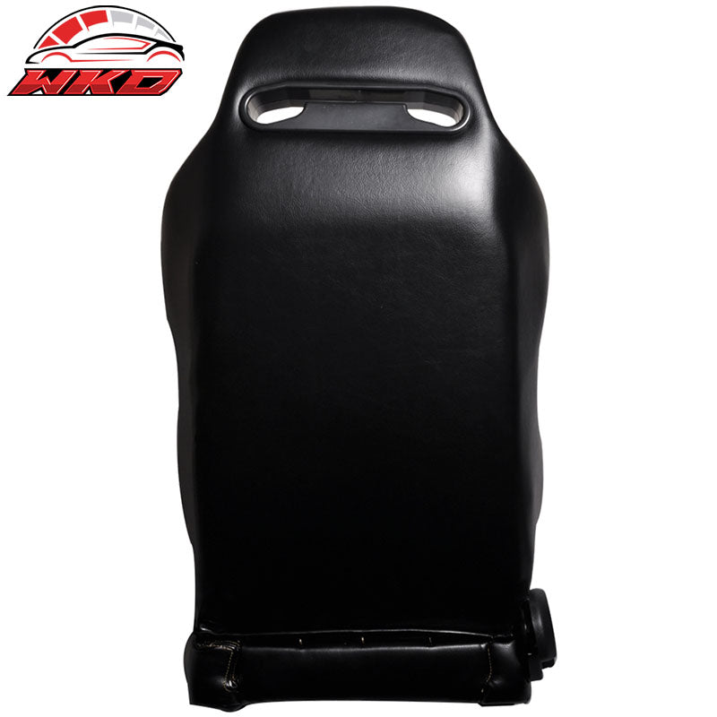 One Pair of Racing Seats JDM Style Black PVC Leather W/ Yellow Stitch