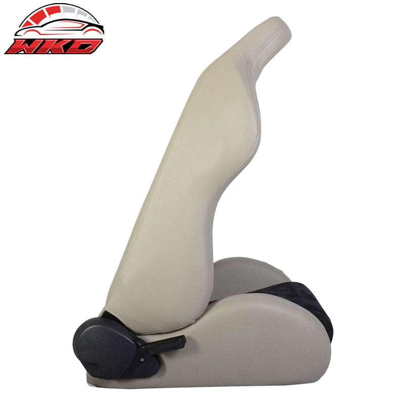 One Pair of Racing Seats Black Gray PVC Leather Full Reclinable W/ Slider