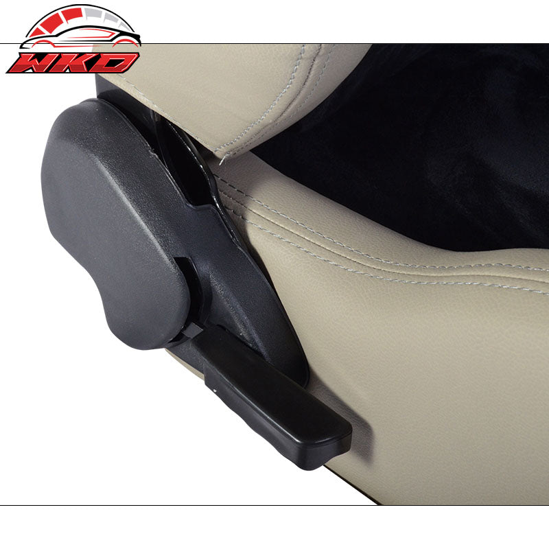 One Pair of Racing Seats Black Gray PVC Leather Full Reclinable W/ Slider