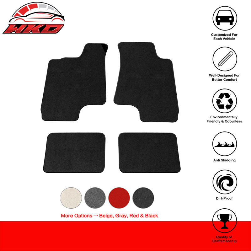 Fits 98-02 Saturn S-Series 4PCS Driver Passenger Floor Mats Carpet Black Nylon