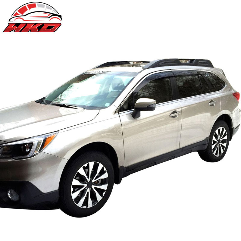 Fits 15-19 Subaru Outback Tape-On 4PCS Window Visors W/Chrome Trim Polycarbonate