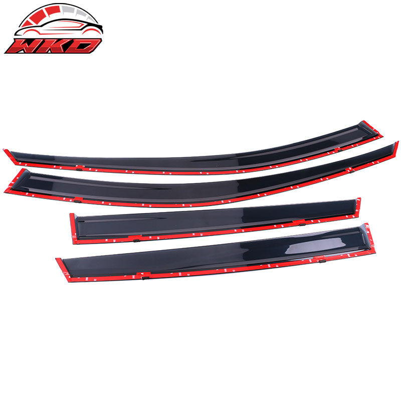 Fits 15-19 Subaru Outback Tape-On 4PCS Window Visors W/Chrome Trim Polycarbonate