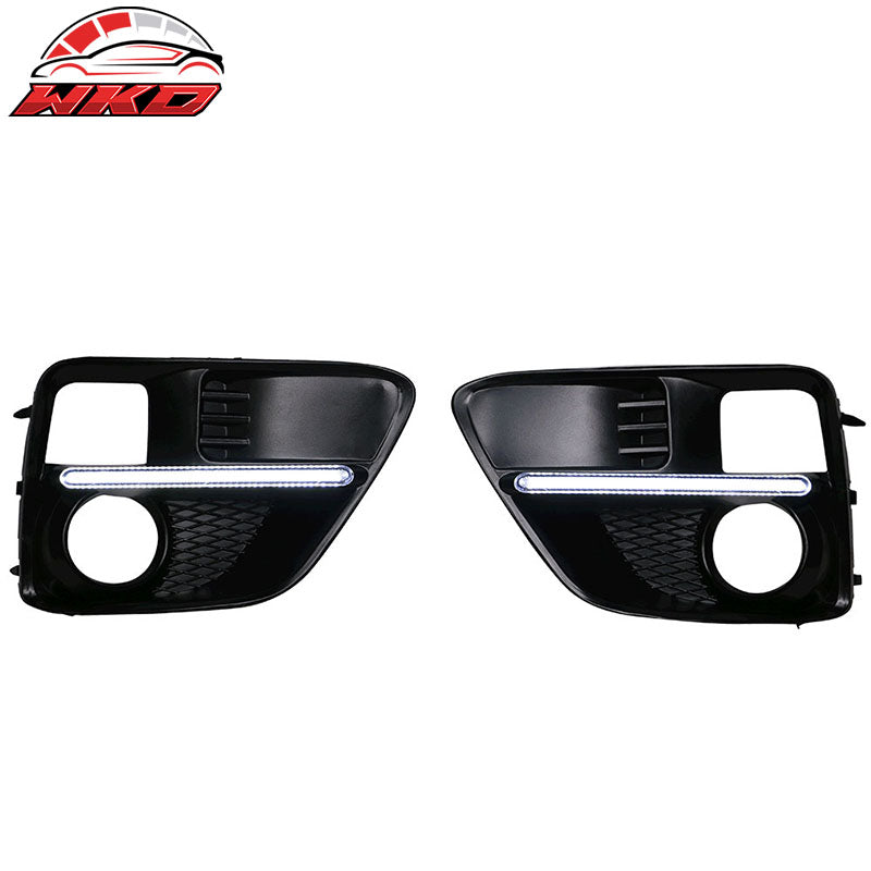 Fits 15-17 Subaru WRX Sti White DRL & Amber Switchback Fog Light Covers Black