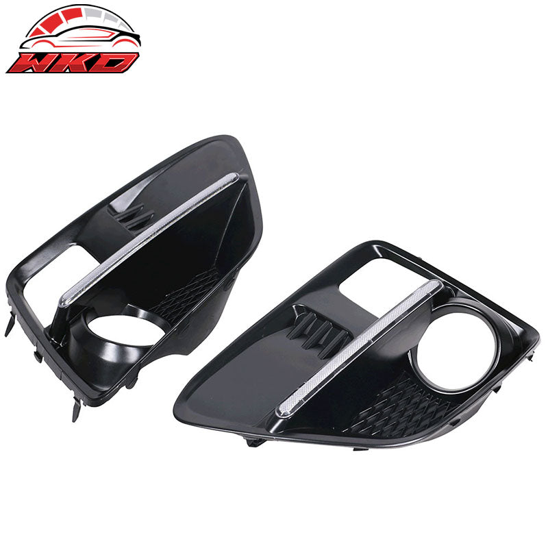 Fits 15-17 Subaru WRX Sti White DRL & Amber Switchback Fog Light Covers Black