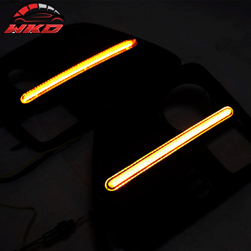 Fits 15-17 Subaru WRX Sti White DRL & Amber Switchback Fog Light Covers Black