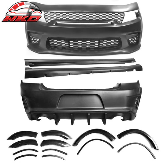 Wholesale 15-23 Dodge Charger Widebody Whole Bumper Side Matte Black Diffuser Kits