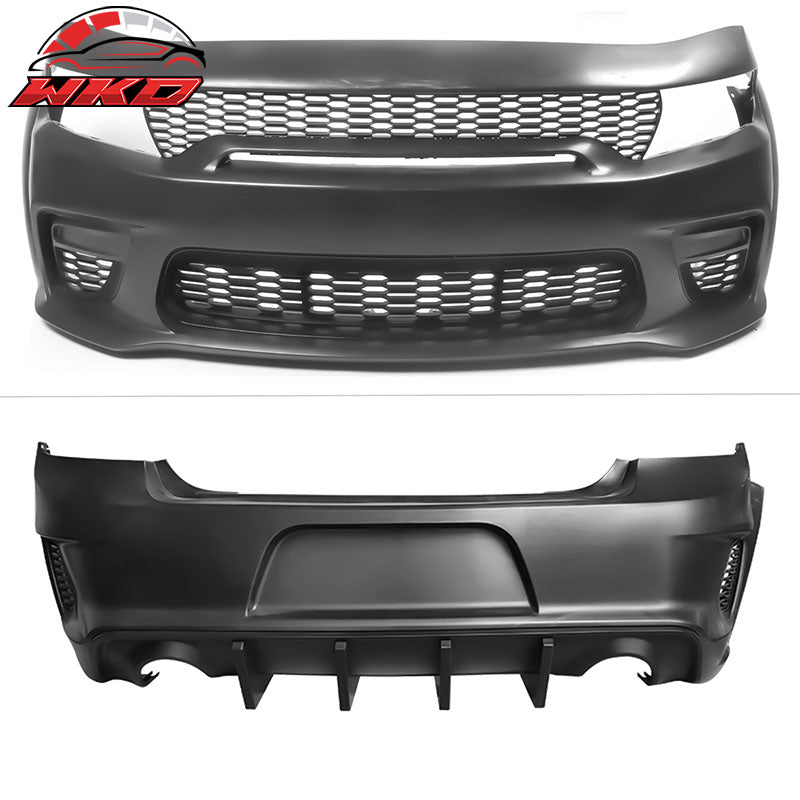 Fits 15-23 Dodge Charger Widebody Whole Bumper Side Matte Black Diffuser Kits
