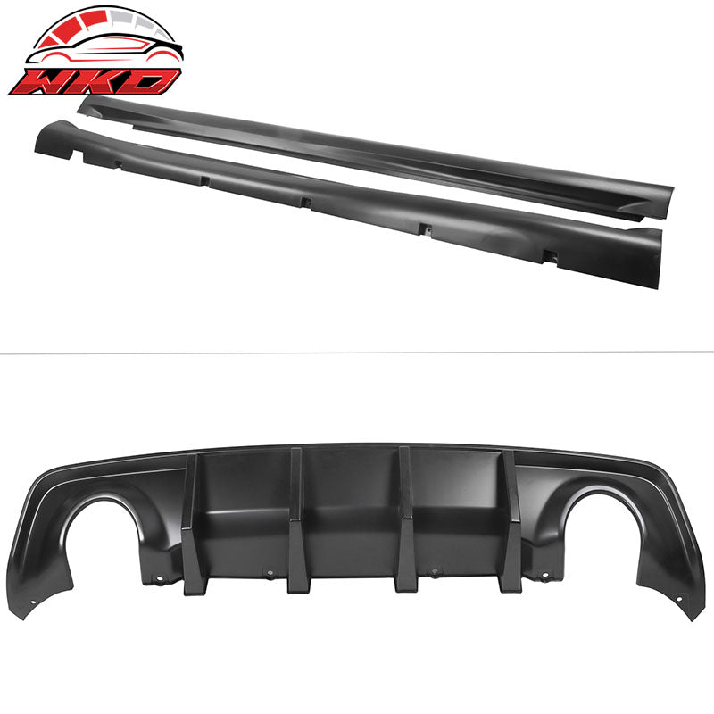 Fits 15-23 Dodge Charger Widebody Whole Bumper Side Matte Black Diffuser Kits