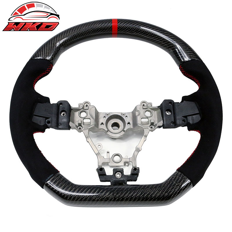 Fits 15-21 Subaru WRX STI Steering Wheel Matte Carbon Fiber+Red Stitching W/Line