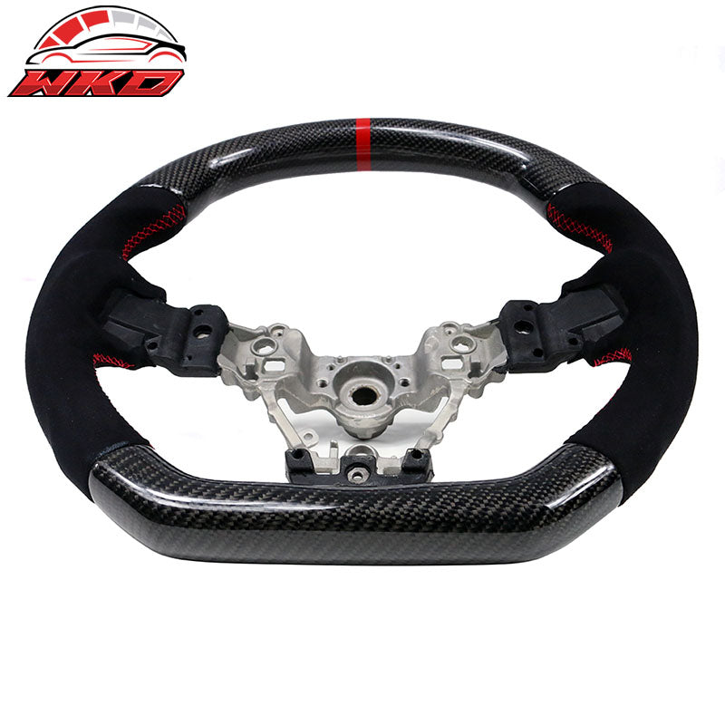 Fits 15-21 Subaru WRX STI Steering Wheel Matte Carbon Fiber+Red Stitching W/Line