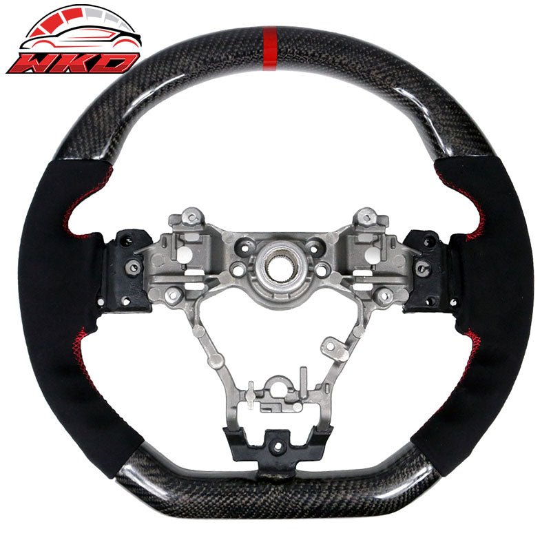 Fits 15-21 Subaru WRX STI Steering Wheel Matte Carbon Fiber+Red Stitching W/Line