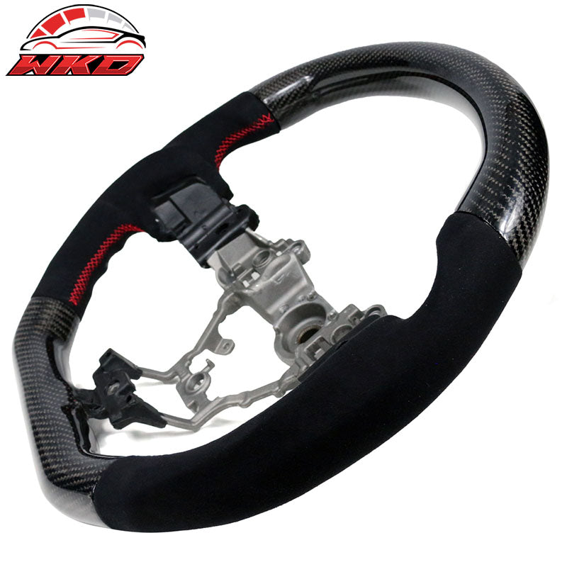 Fits 15-21 Subaru WRX & STI Steering Wheel Matte CF + Alcantara + Red Stitching