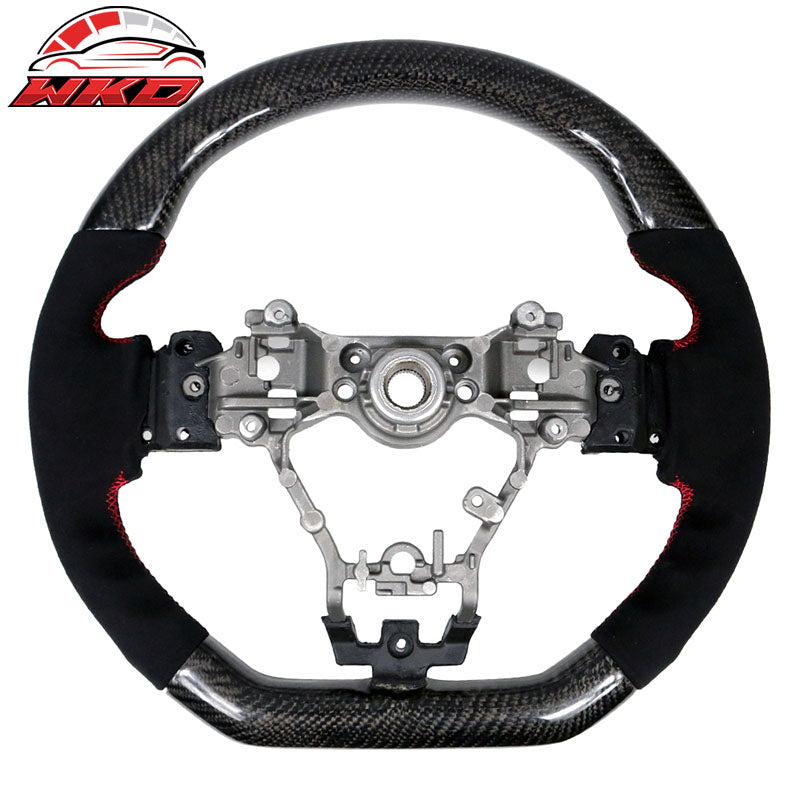 Fits 15-21 Subaru WRX & STI Steering Wheel Matte CF + Alcantara + Red Stitching