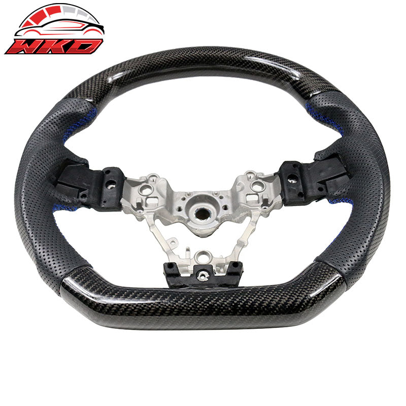Wholesale 15-21 Subaru WRX STI Steering Wheel Matte CF Perforated Leather Blue Stitch - Wikond Auto