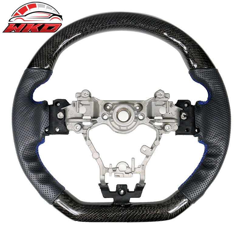 Wholesale 15-21 Subaru WRX STI Steering Wheel Matte CF Perforated Leather Blue Stitch - Wikond Auto