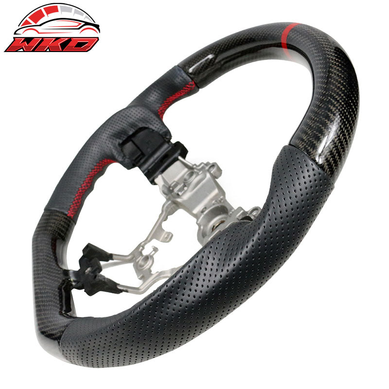 Fits 15-21 Subaru WRX & STI Steering Wheel Matte CF+Perf Leather+Red Stitch