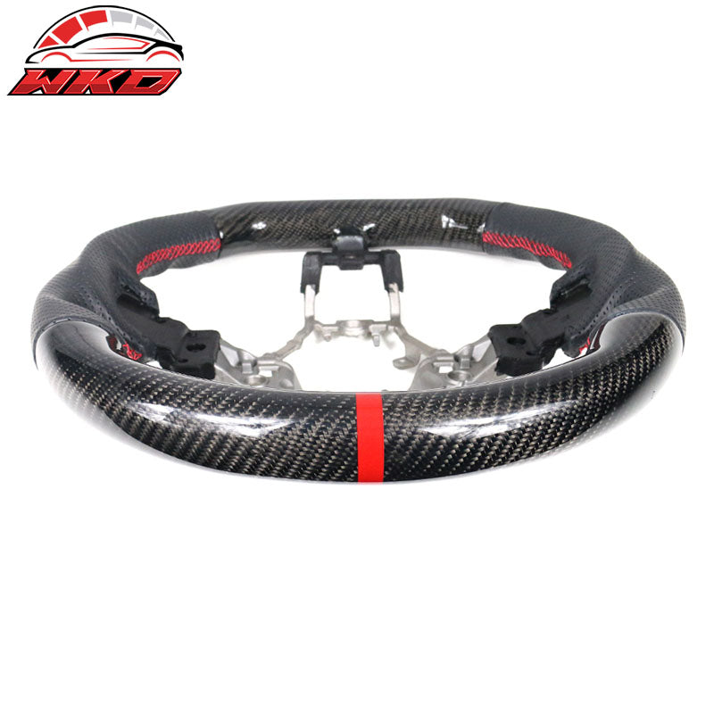Fits 15-21 Subaru WRX & STI Steering Wheel Matte CF+Perf Leather+Red Stitch