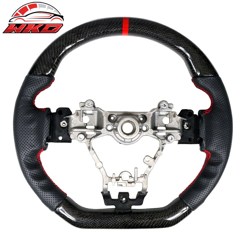 Fits 15-21 Subaru WRX & STI Steering Wheel Matte CF+Perf Leather+Red Stitch