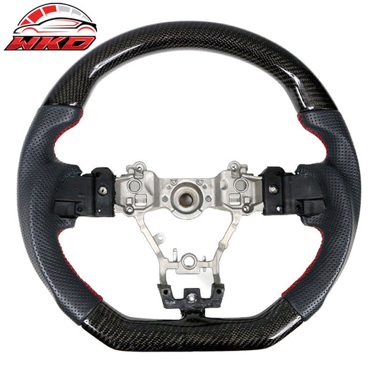 Wholesale 15-21 WRX STI Steering Wheel W/Stitch Matte Carbon Fiber Perforated Leather - Wikond Auto