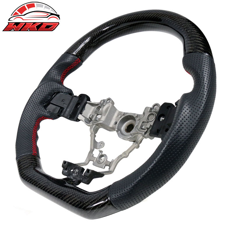 Fits 15-21 WRX STI Steering Wheel W/Stitch Matte Carbon Fiber Perforated Leather