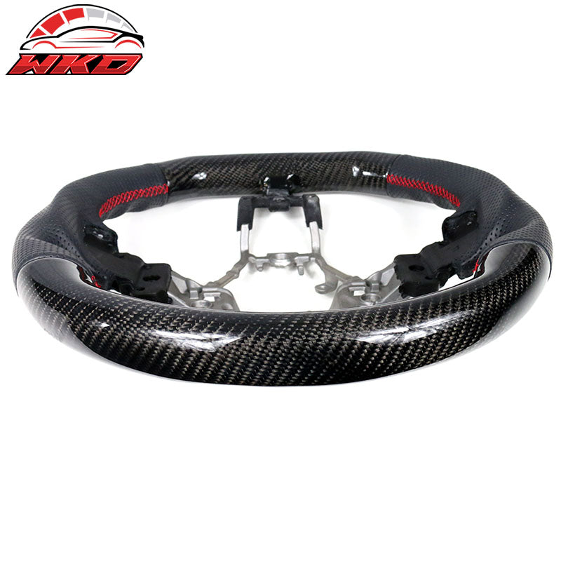 Fits 15-21 WRX STI Steering Wheel W/Stitch Matte Carbon Fiber Perforated Leather