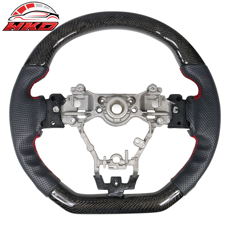Fits 15-21 WRX STI Steering Wheel W/Stitch Matte Carbon Fiber Perforated Leather