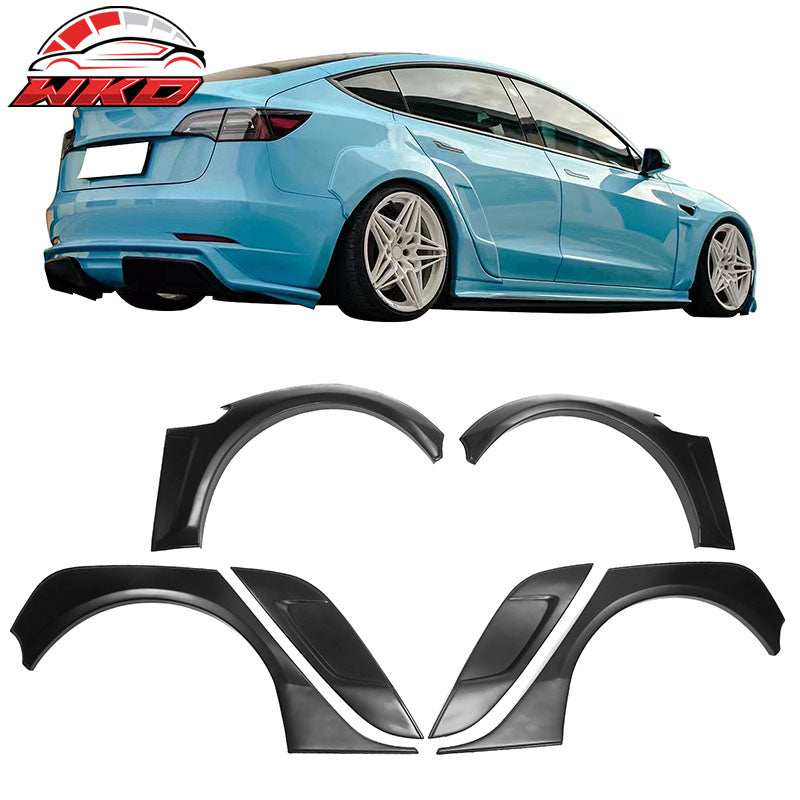 Wholesale 17-26 Tesla Model 3 IKON Style Fender Flares Sanded Wheel Cover 6PCS - ABS