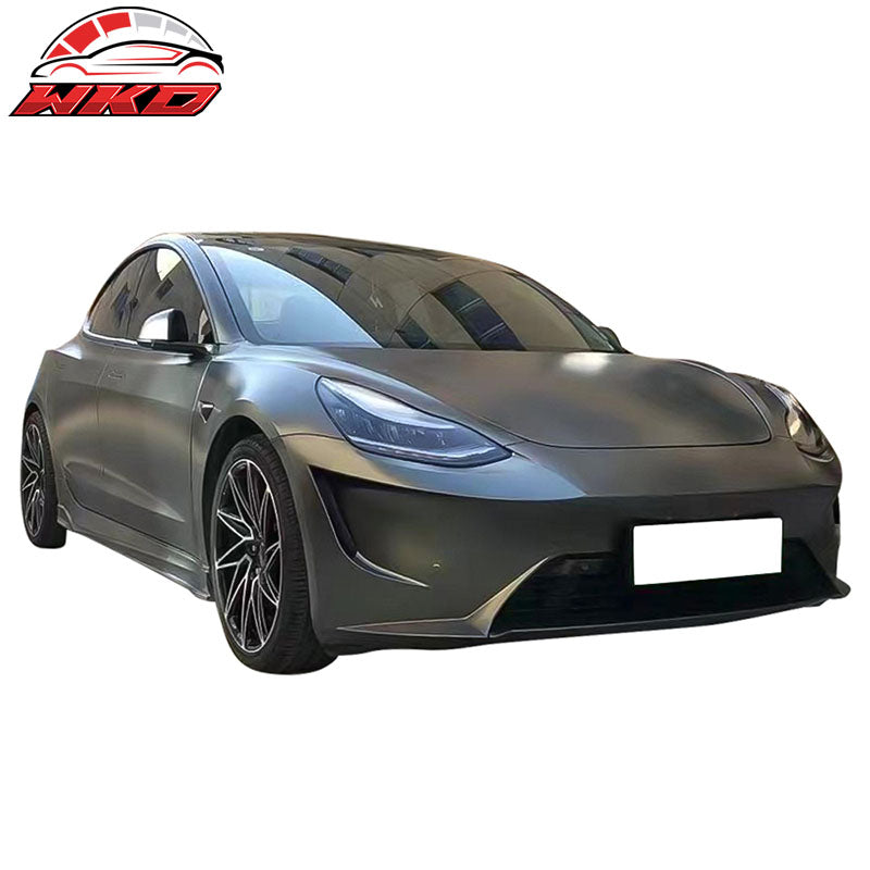 Fits 17-23 Tesla Model 3 IKON Style Front Bumper Cover Unpainted PP