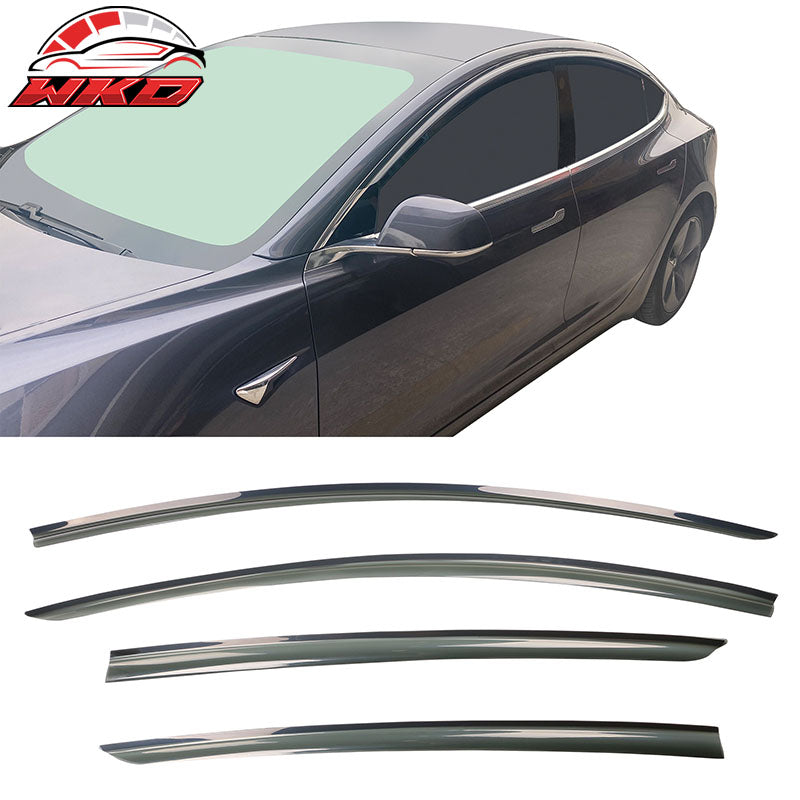 Wholesale 17-26 Tesla Model 3 Smoke Acrylic Window Visors Sun Rain Deflectors 4PCS