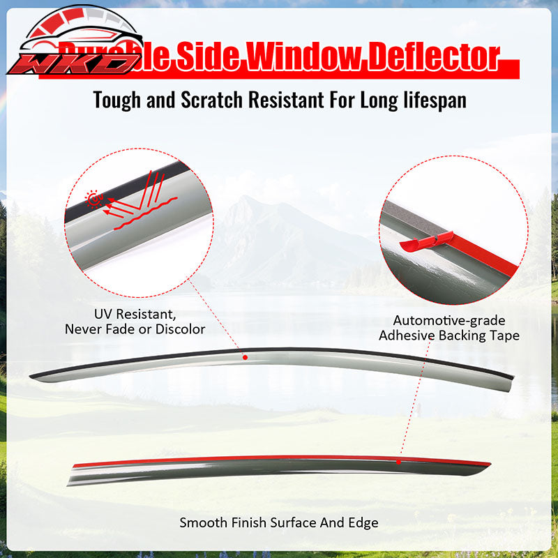Fits 17-26 Tesla Model 3 Smoke Acrylic Window Visors Sun Rain Deflectors 4PCS
