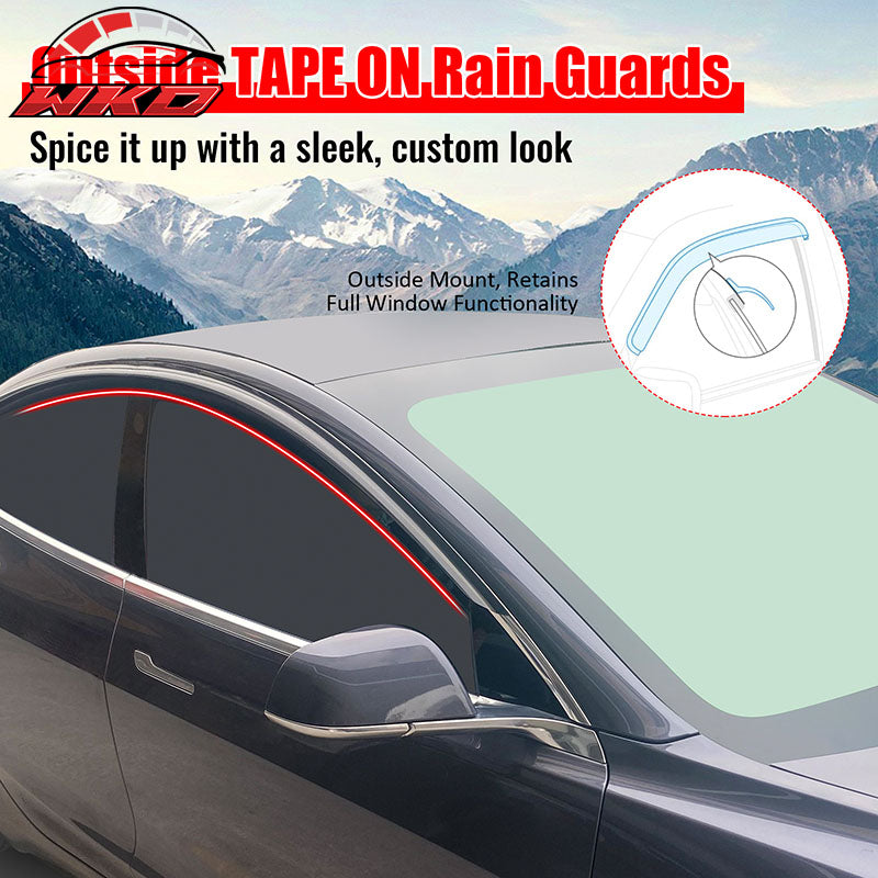 Fits 17-26 Tesla Model 3 Smoke Acrylic Window Visors Sun Rain Deflectors 4PCS