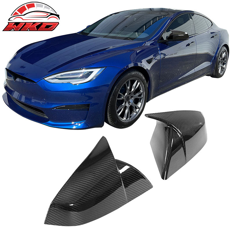 Dry Carbon Fiber Wholesale 21-26 Tesla Model S 4DR Gloss Black Rear View Mirror Covers