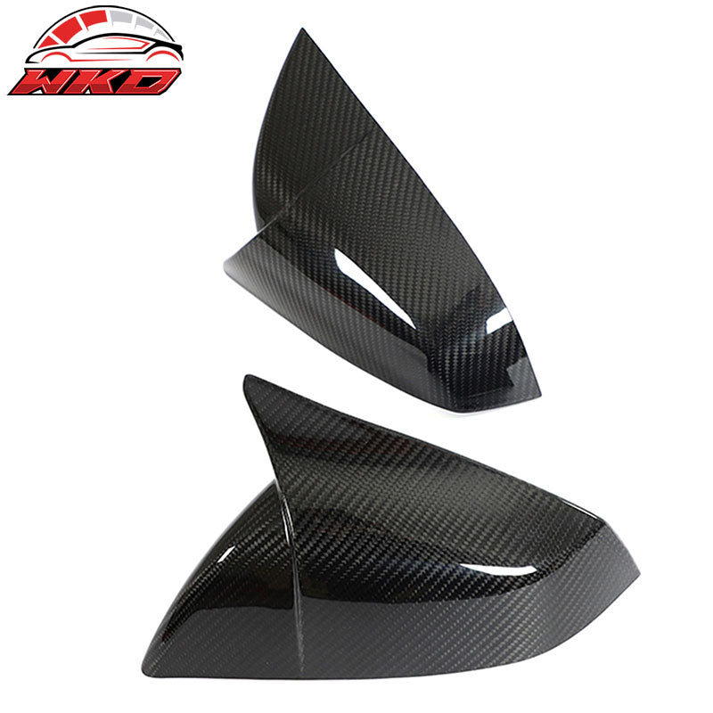 Dry Carbon Fiber For 21-26 Tesla Model S 4DR Gloss Black Rear View Mirror Covers